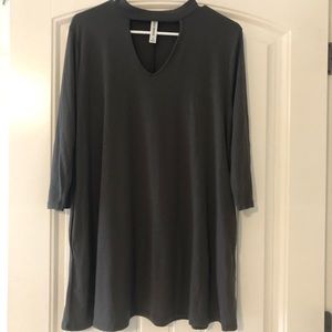 Super cute ash gray shirt and that neck cutout